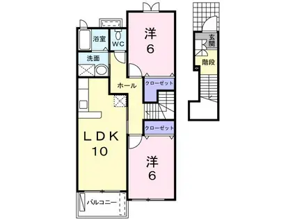 ランドマーク89(2LDK/2階)の間取り写真