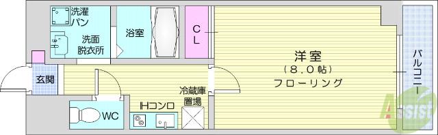 ノーブルヒルズ(1K/1階)の間取り写真
