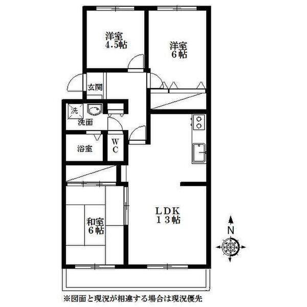 ヴィブレ若宮東(3LDK/4階)の間取り写真