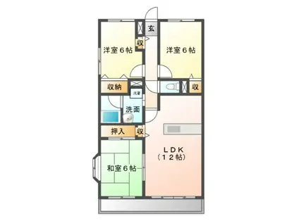 グランドハイツ羽山台(3LDK/2階)の間取り写真