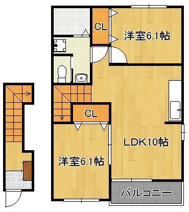 ファミーユMB(2LDK/2階)の間取り写真