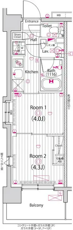 ガーラ・グランディ深川住吉 8階階 間取り