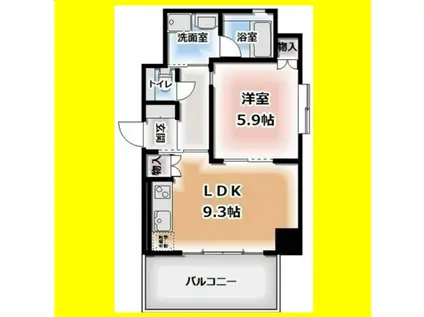 タウンコート人宿町(1LDK/6階)の間取り写真