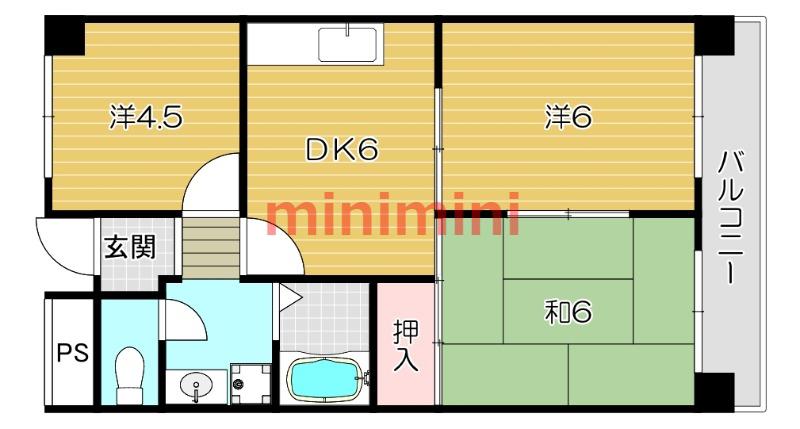 リバーサイド上野(3DK/3階)の間取り写真