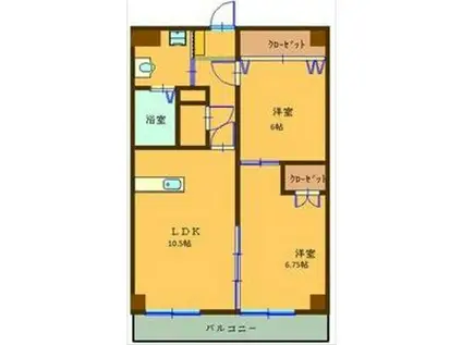 アムール松倉(2LDK/1階)の間取り写真