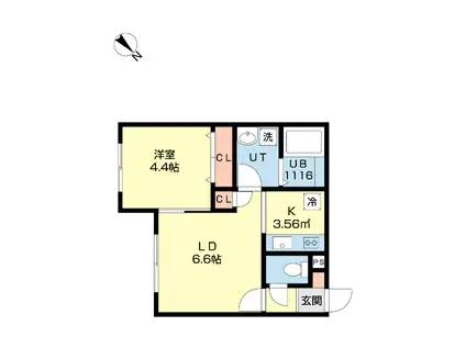 アステールN12(1LDK/4階)の間取り写真