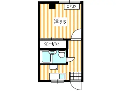 海寿ハイツ(1K/2階)の間取り写真