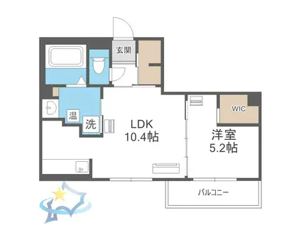 エフュート北円山(1LDK/1階)の間取り写真