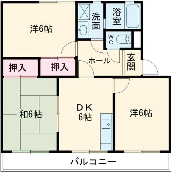 グレイス旭A棟(3DK/1階)の間取り写真