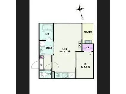 JACK FUNAMACHI I(1LDK/2階)の間取り写真