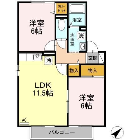 メゾンポルテ(2LDK/2階)の間取り写真