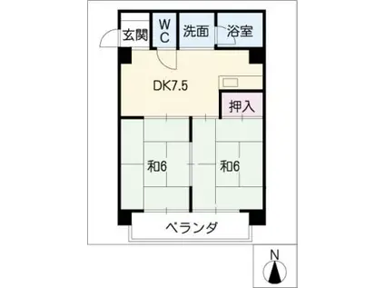第2マルカネビル(2DK/4階)の間取り写真