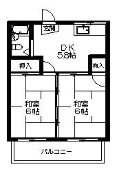 ツインリーブス(2DK/2階)の間取り写真