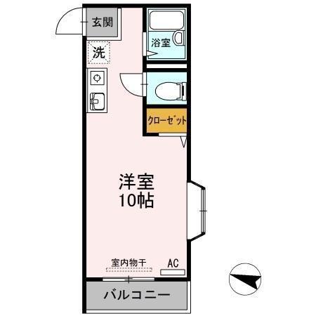 バウハウス2番館(ワンルーム/1階)の間取り写真