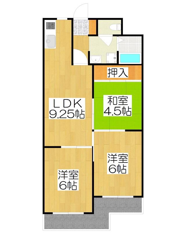 ハイツサイプリス A棟(3LDK/3階)の間取り写真