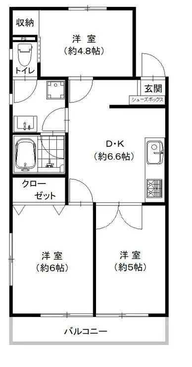 青戸第3ローヤルコーポ 3階階 間取り