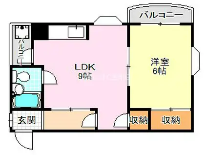 メゾン南部(1LDK/3階)の間取り写真