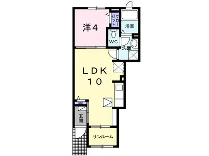 ステラII(1LDK/1階)の間取り写真