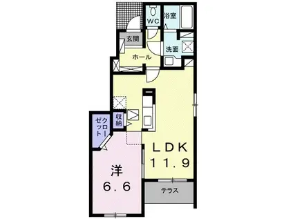 アムールH(1LDK/1階)の間取り写真