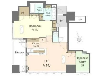 ザ・パークハウス新宿御苑(2LDK/11階)の間取り写真