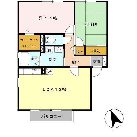 ヴィラウィッシュ(2LDK/2階)の間取り写真