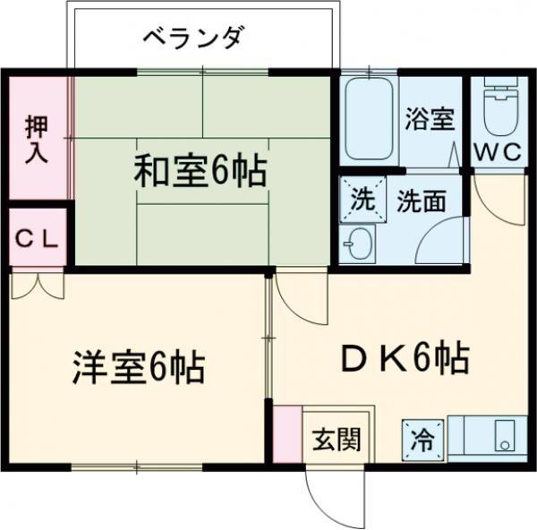 コーポ春(2DK/2階)の間取り写真