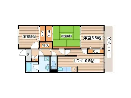 CITY手倉田(3LDK/4階)の間取り写真