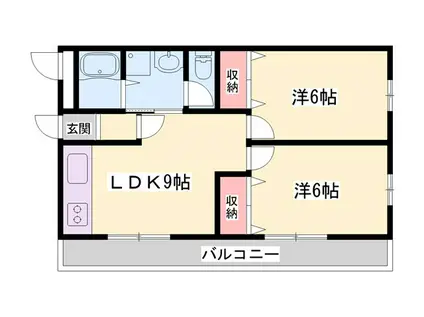 ドール東加古川(2LDK/1階)の間取り写真