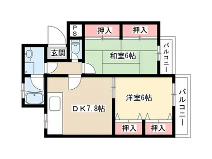 サンファミリア長久手I(2DK/1階)の間取り写真