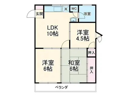 城西ハイツ(3LDK/3階)の間取り写真