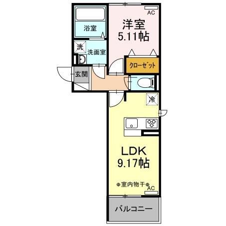 VILLA REGALOII(1LDK/1階)の間取り写真