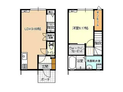 ビオラ吉島A棟(1LDK/2階)の間取り写真