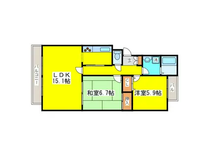 オ・ドミール美香保I(2LDK/4階)の間取り写真