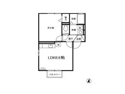 ウィルモアKJ(1LDK/1階)の間取り写真