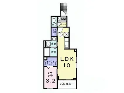 グラン・ハーモニー忠生公園(1LDK/1階)の間取り写真