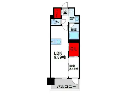 プレジデンス ざ 三萩野(1LDK/12階)の間取り写真