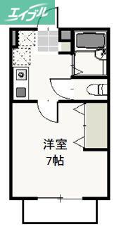 ラッキー下中野(1K/2階)の間取り写真