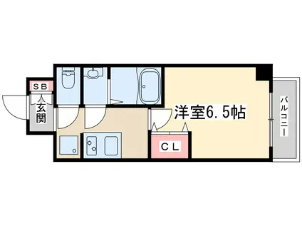 ARTIZA江坂(1K/2階)の間取り写真
