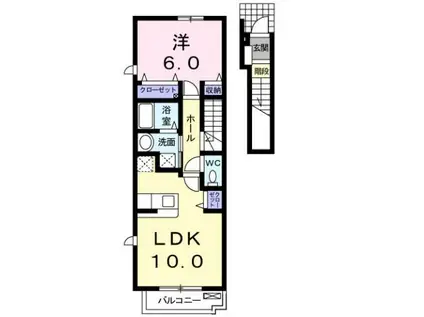 ウェルグリーン(1LDK/2階)の間取り写真