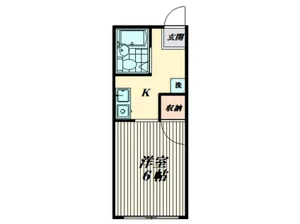 ミズノハイムA棟(1K/2階)の間取り写真