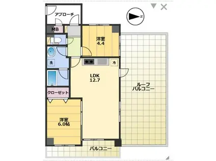 セントポーリアI(2LDK/7階)の間取り写真