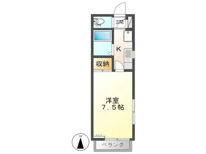 ルネッサンスI(1K/1階)の間取り写真