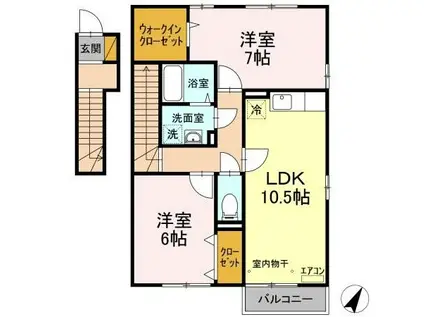 トップⅤ(2LDK/2階)の間取り写真