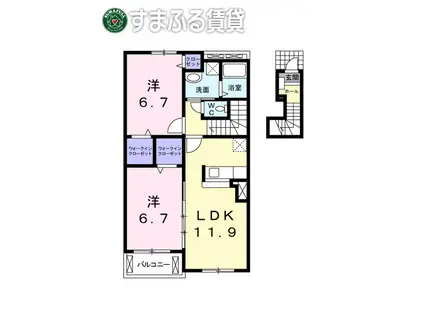 ガーデンハウス エンゼル(2LDK/2階)の間取り写真