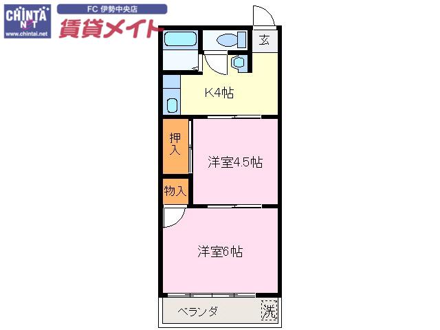 リージェンシー大世古(2K/2階)の間取り写真