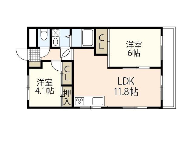 旭グリーンハイツ(2LDK/3階)の間取り写真