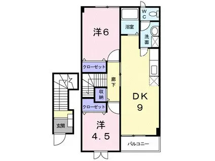 ボヌールM II(2DK/2階)の間取り写真