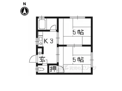 第2晴風荘(2K/2階)の間取り写真