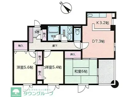 スウィール見花山(3LDK/2階)の間取り写真