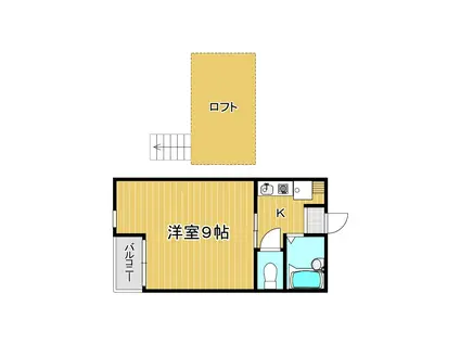 MOON下到津(1K/2階)の間取り写真